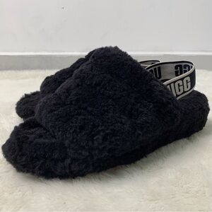 UGG 1098579T Women's Black Fluff Yeah Slide Slippers Size 7